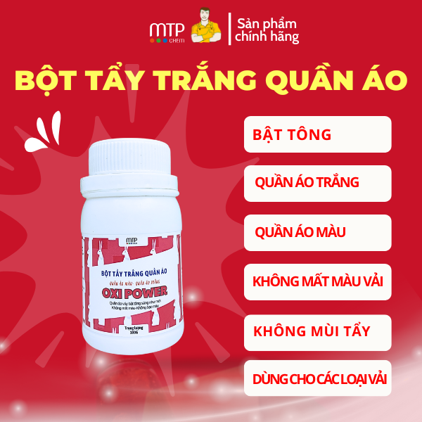 Bột giặt tẩy trắng quần áo Oxi Power- Bật tông quần áo váy như đi tiệm giặt
